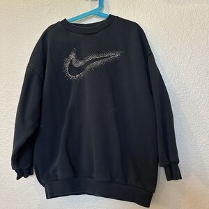 Nike Sportswear Girls' Black/Gold Icon Fleece Sweatshirt DV9374-010 Size Medium